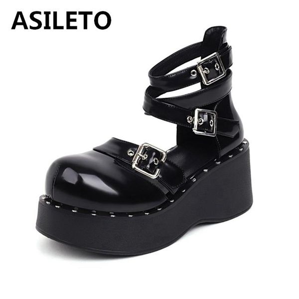 dress shoes cute gothic style lolita punk cosplay black comfy walking chunky heels buckle platform women footwear